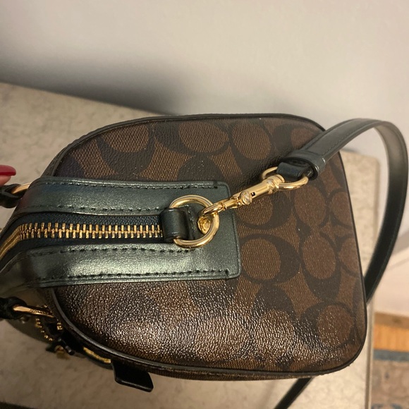 Coach Rowan Satchel Crossbody In Signature Canvas Metallic Ivy - Picture 6 of 16